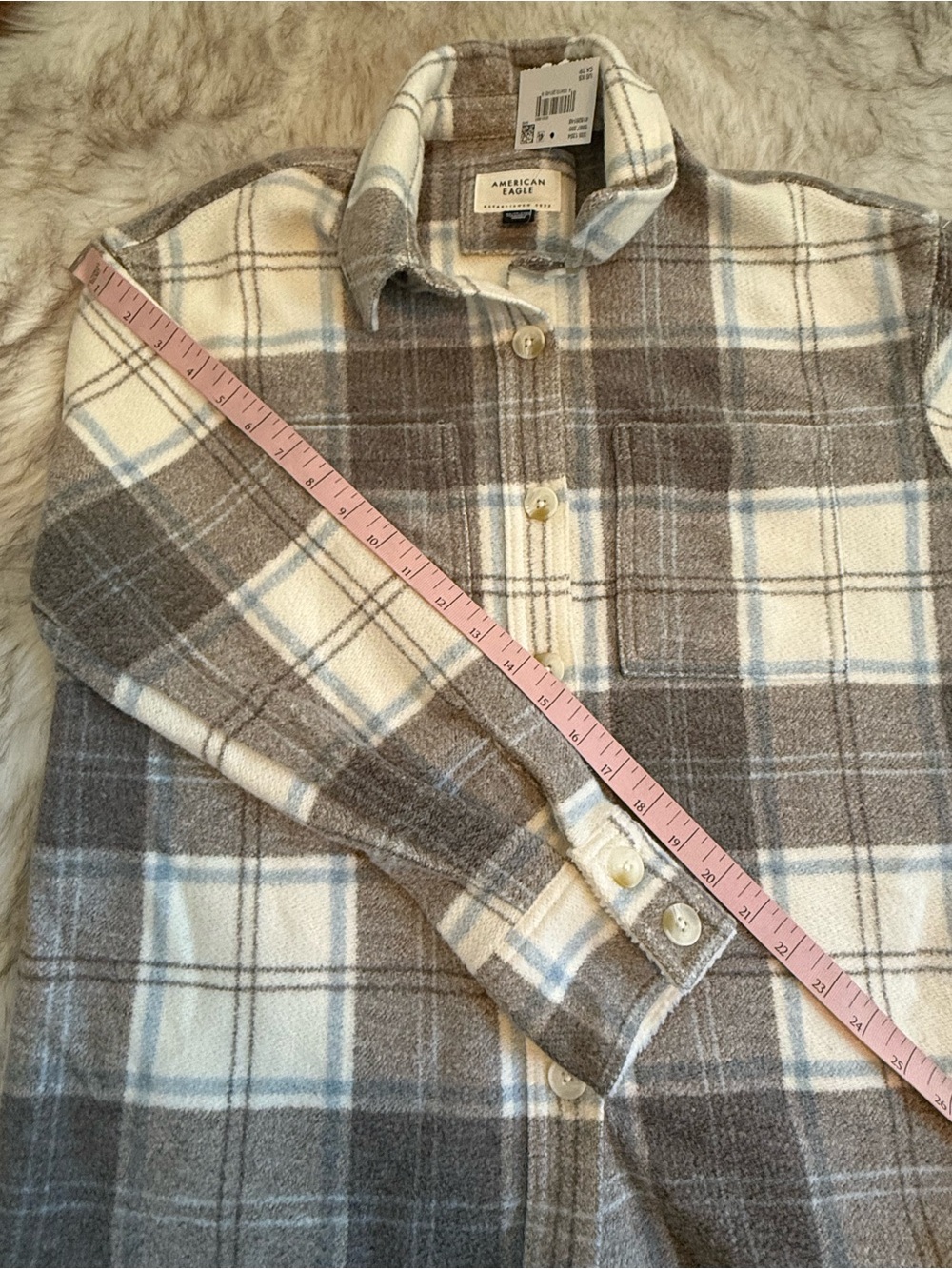 American Eagle Plaid Cozy Flannel Top - Picture 9 of 10